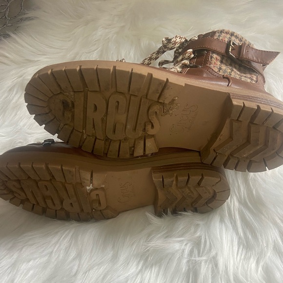 Circus.NY by Sam Edelman Sz 9.5 Brown w/ Houndstooth Trim Women’s Lace up Boots - Picture 9 of 9